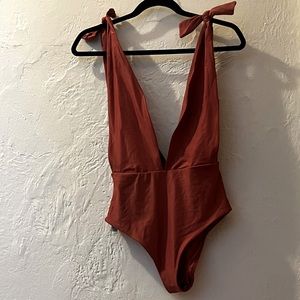 Aerie medium long deep v neck bathing suit